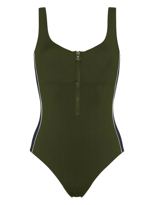 Tribune Zipped Side-Stripe Swimsuit