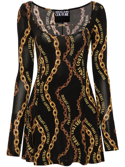 Chain-Link Print Mini Dress