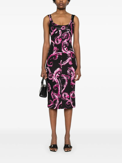 Chromo Couture-Print Midi Dress