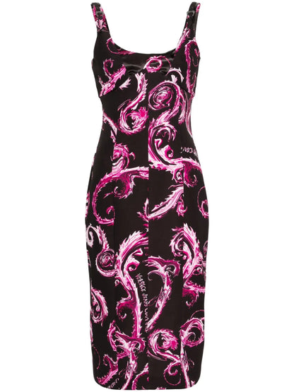 Chromo Couture-Print Midi Dress