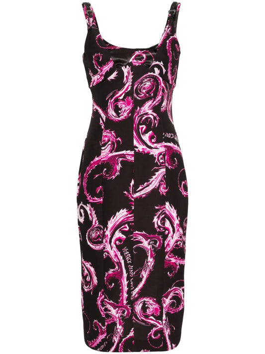 Chromo Couture-Print Midi Dress