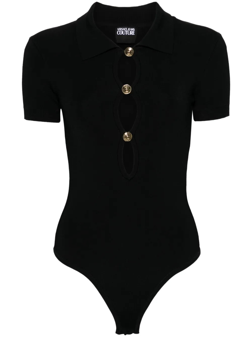 Polo-Collar Knitted Bodysuit