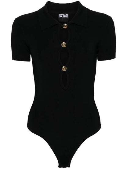 Polo-Collar Knitted Bodysuit