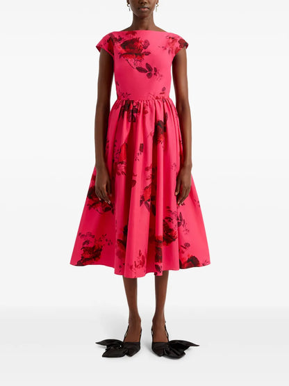 Floral-Print Cotton Midi Dress