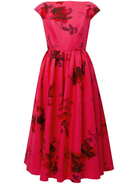 Floral-Print Cotton Midi Dress
