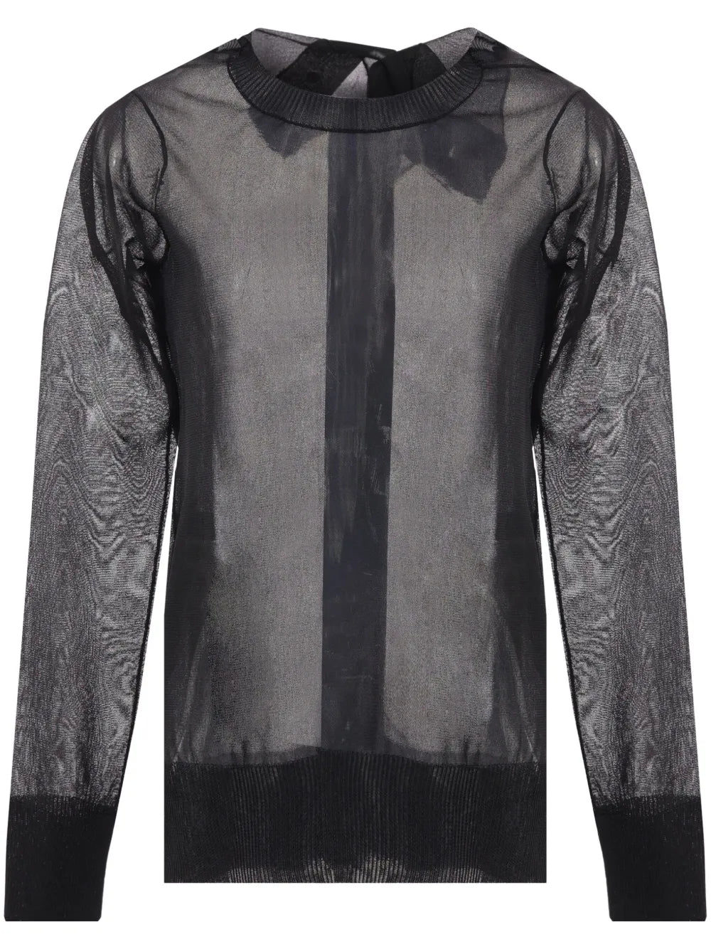 Semi-Sheer Asymmetric-Neck Cardigan