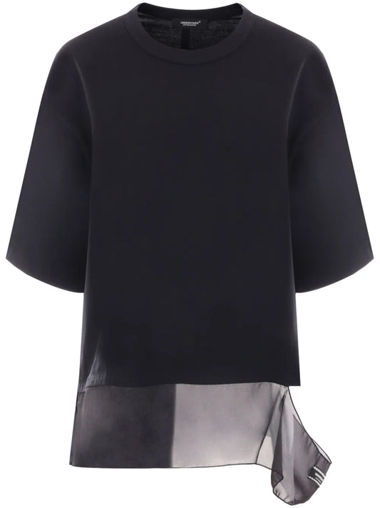 Sheer-Panelling Drop-Shoulder T-Shirt