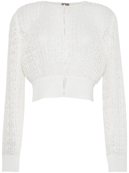 Open-Knit Cropped Cardigan