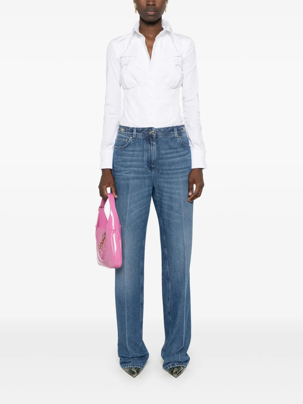 Logo-Plaque Straight-Leg Jeans
