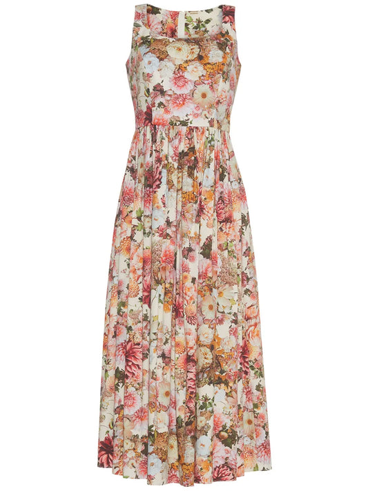 Floral-Print Poplin Midi Dress