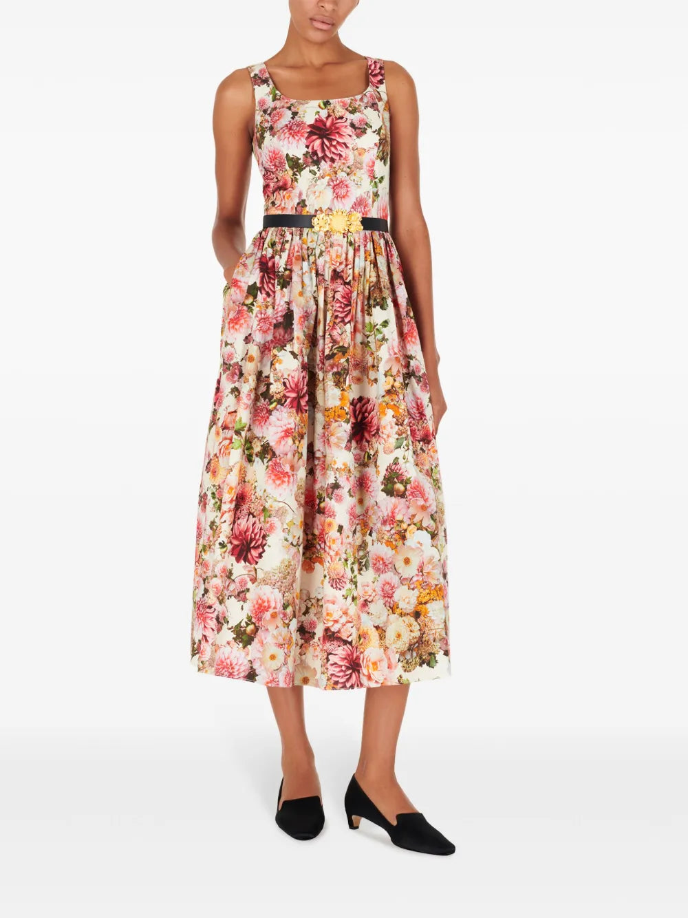Floral-Print Poplin Midi Dress