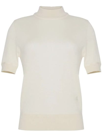 Mock-Neck Cashmere Top