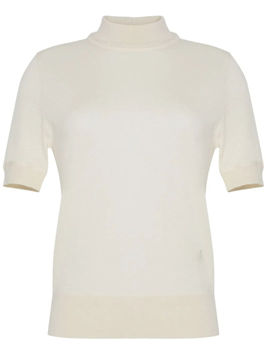 Mock-Neck Cashmere Top