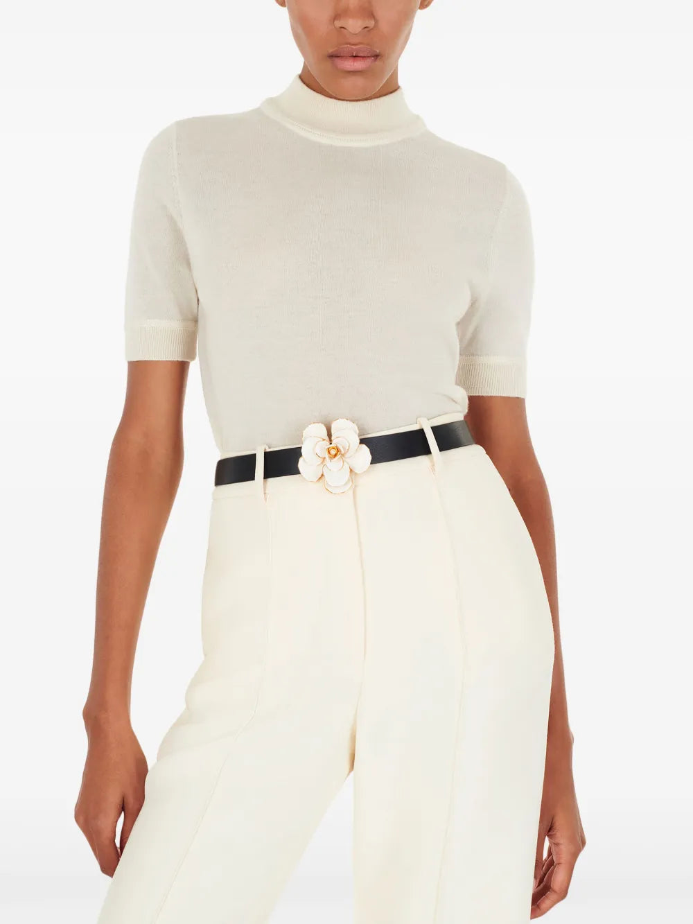 Mock-Neck Cashmere Top