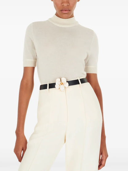 Mock-Neck Cashmere Top