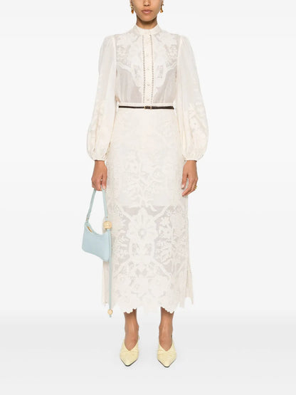 Ottie Embroidered Midi Skirt