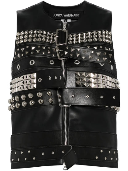 Stud-Embellished Zip-Fastening Vest