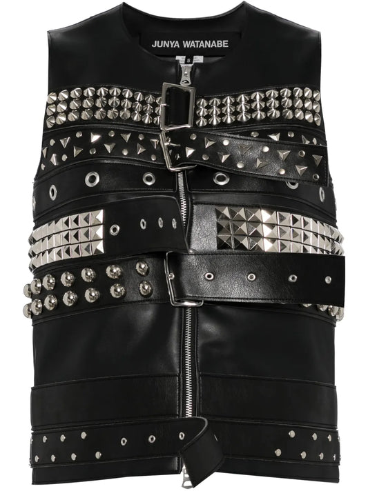 Stud-Embellished Zip-Fastening Vest