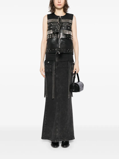 Stud-Embellished Zip-Fastening Vest