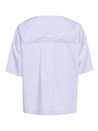 Cherry-Embroidered Striped Shirt