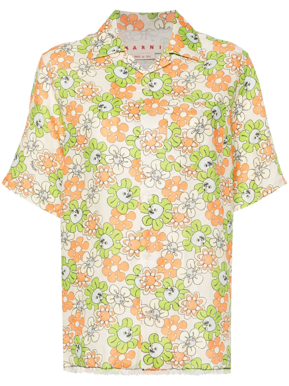 Floral-Print Linen Shirt