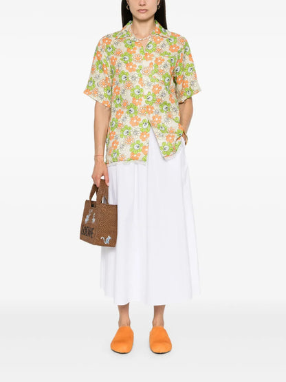 Floral-Print Linen Shirt