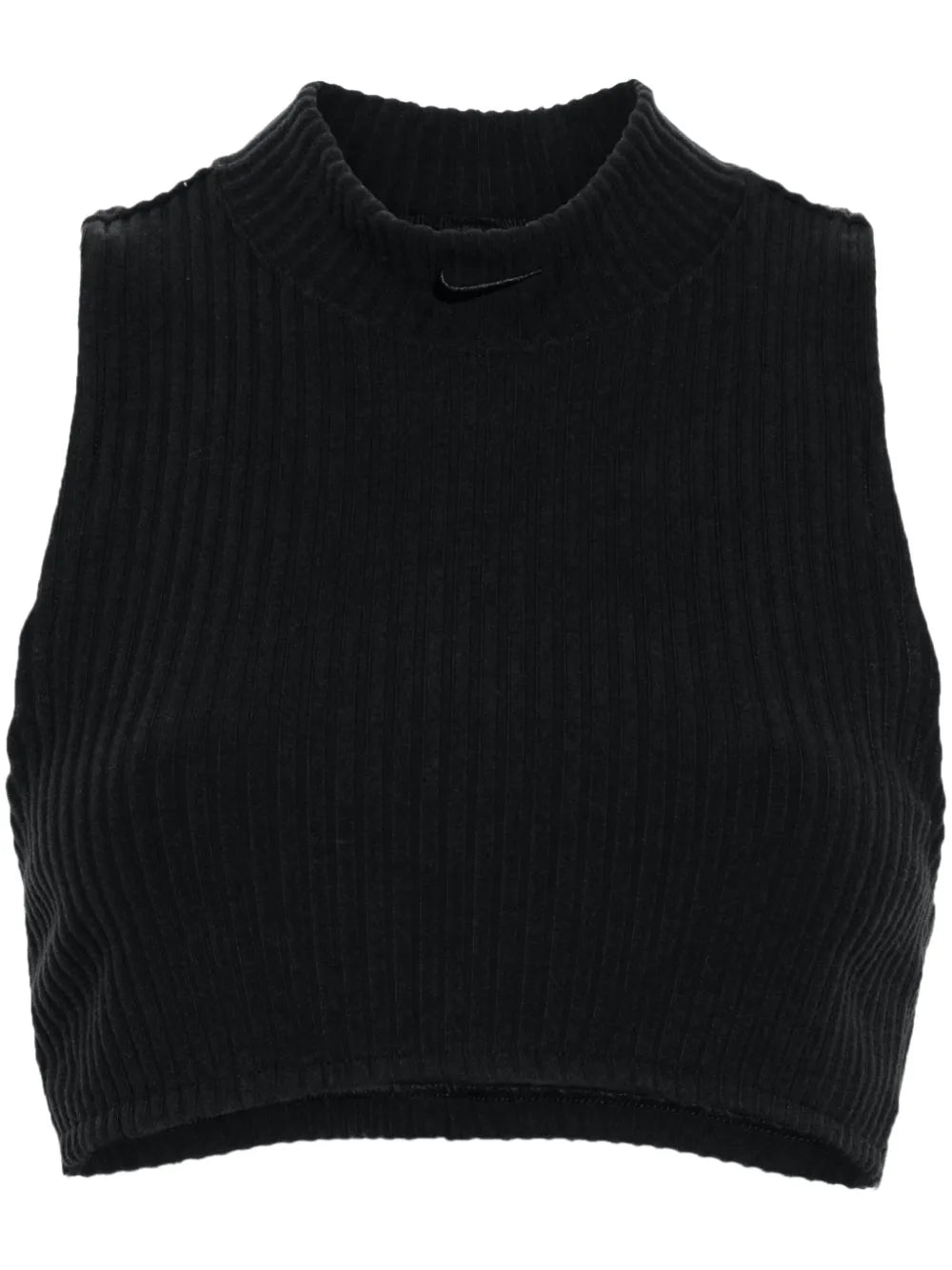 Mock-Neck Ribbed Crop Top