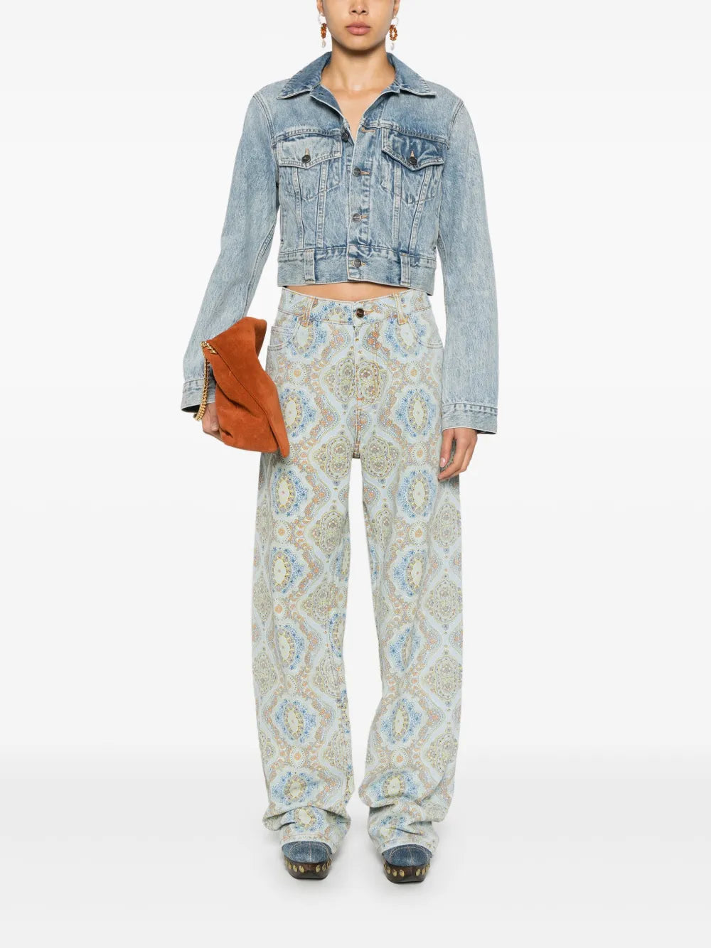 Paisley-Print Straight-Leg Jeans