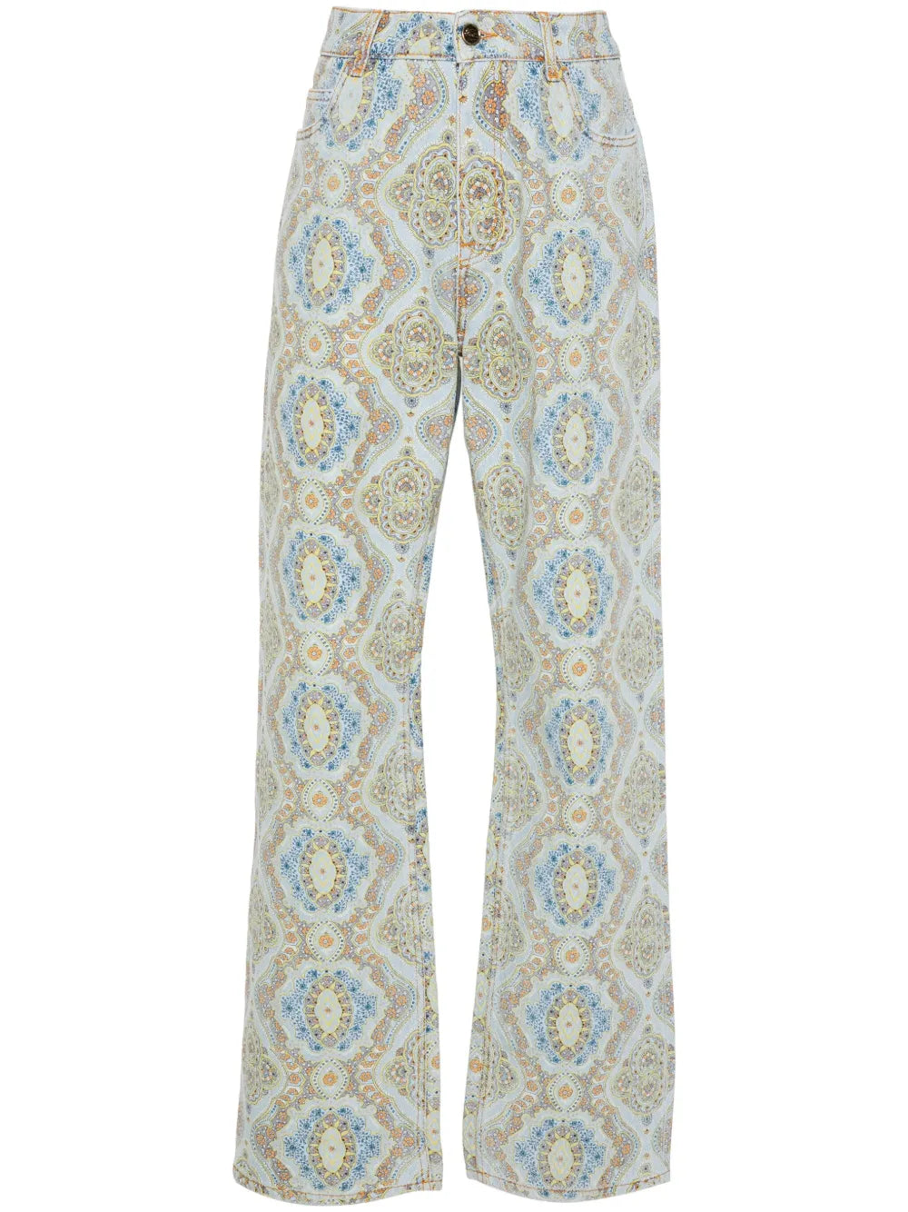 Paisley-Print Straight-Leg Jeans