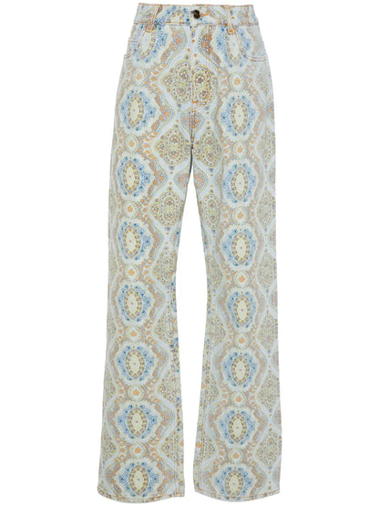 Paisley-Print Straight-Leg Jeans