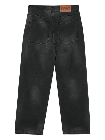 Wide-Leg Washed Jeans
