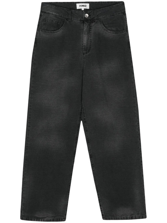 Wide-Leg Washed Jeans