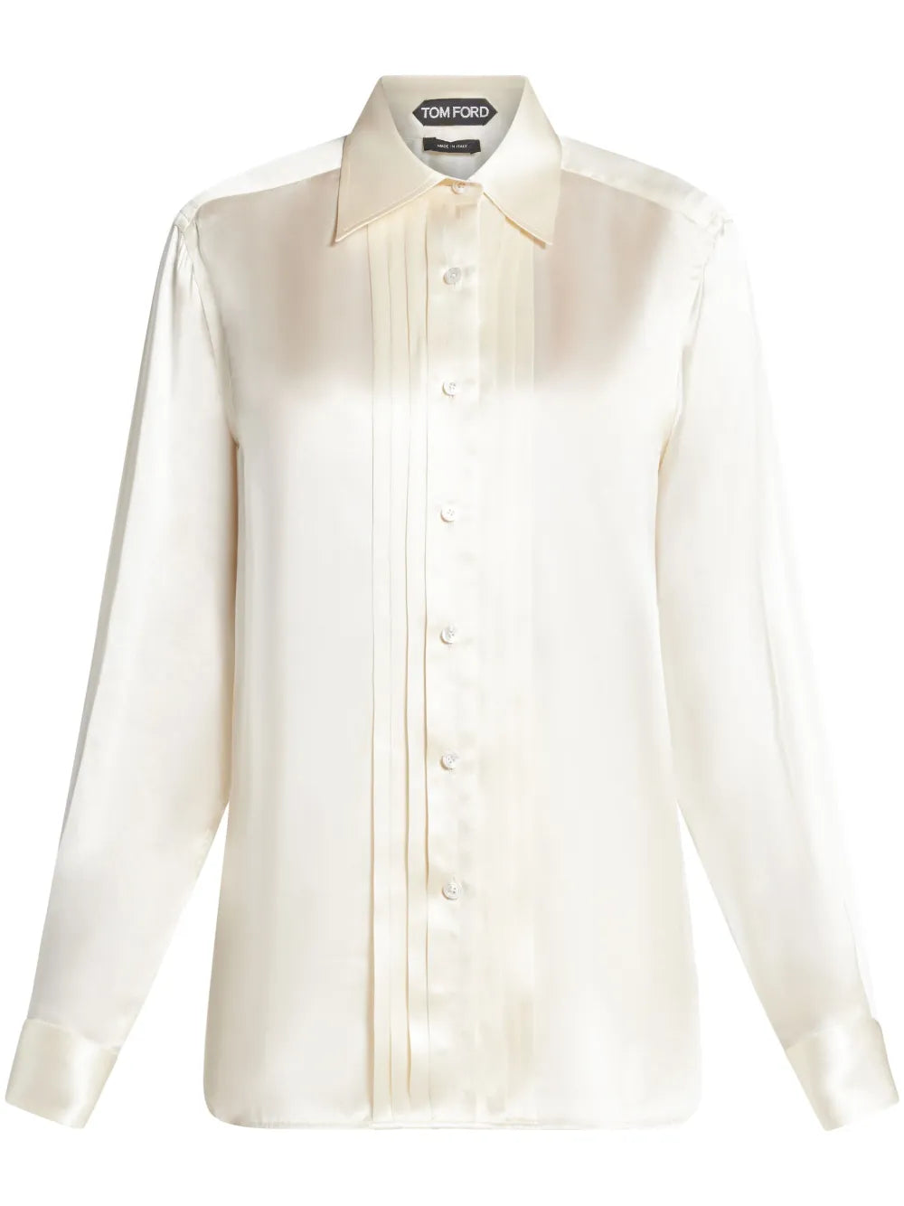 Pintuck-Detail Silk Shirt