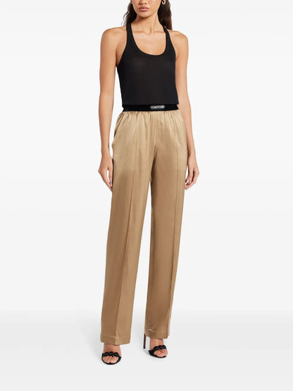 Straight-Leg Satin Trousers