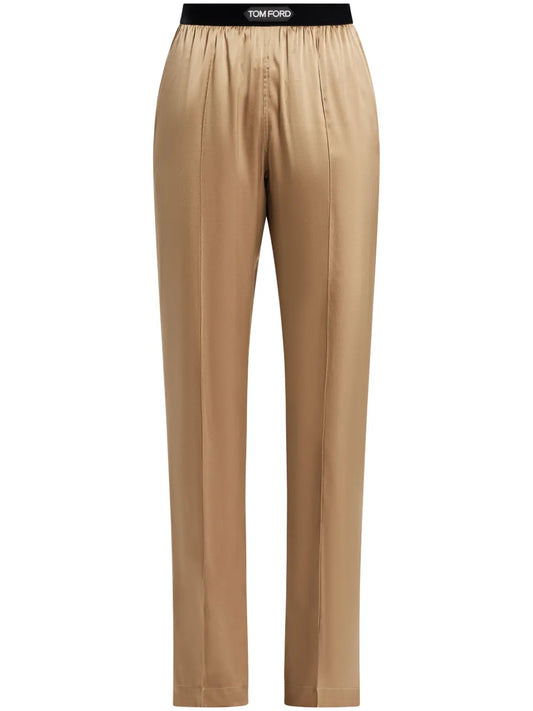 Straight-Leg Satin Trousers