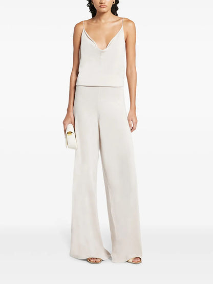 Cow-Collar Fine-Knit Jumpsuit