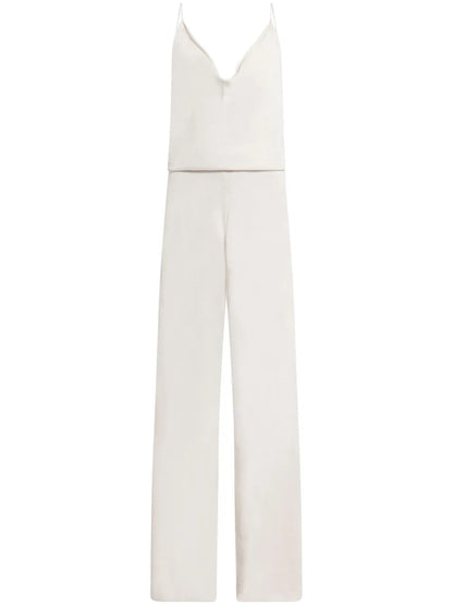 Cow-Collar Fine-Knit Jumpsuit