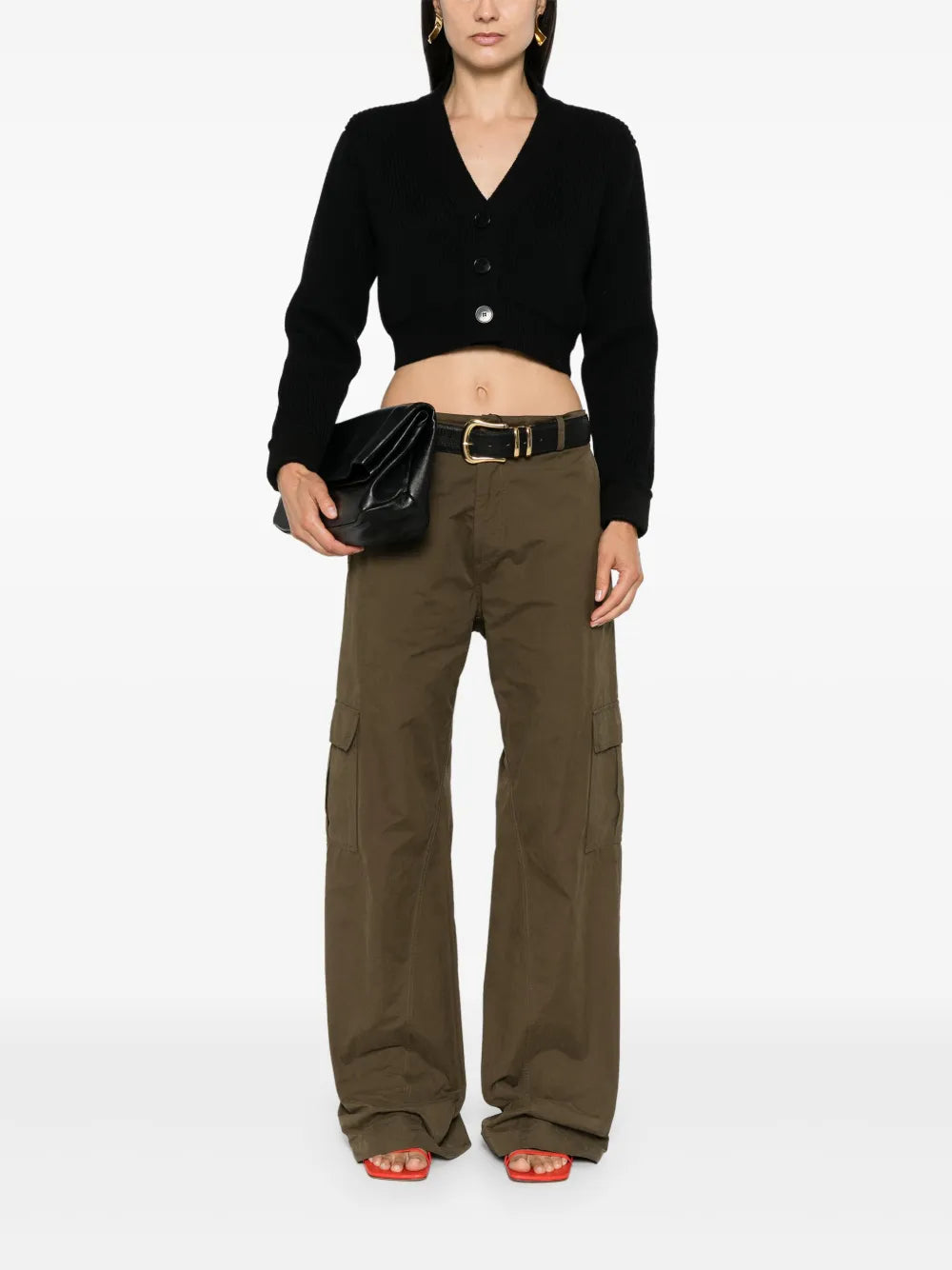 V-Neck Cropped Cardigan