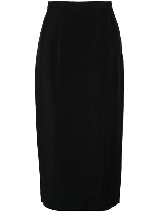Textured Wrap Midi Skirt