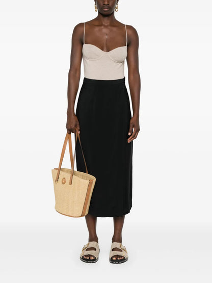 Textured Wrap Midi Skirt