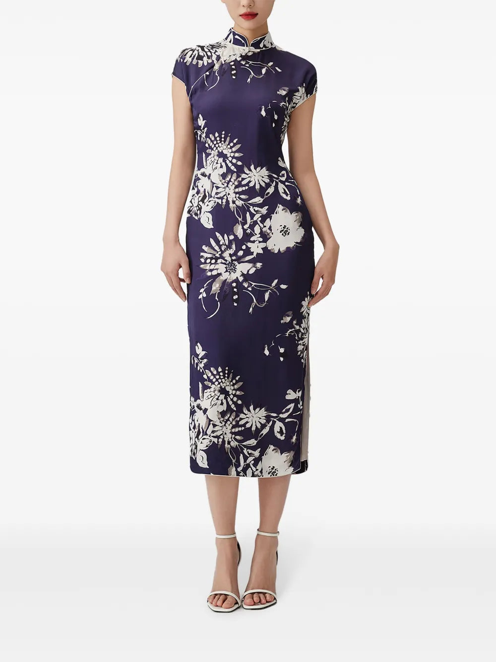 Shukui Floral-Print Cotton Midi Dress