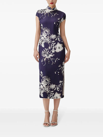 Shukui Floral-Print Cotton Midi Dress