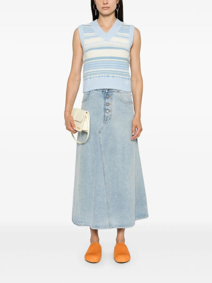 Stripped Sleeveless Knitted Top