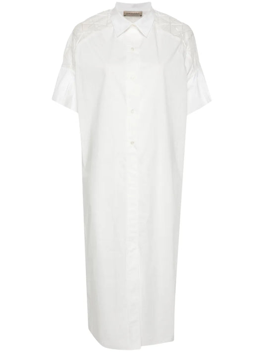 Sheer-Panelled Shirt Maxi Dress