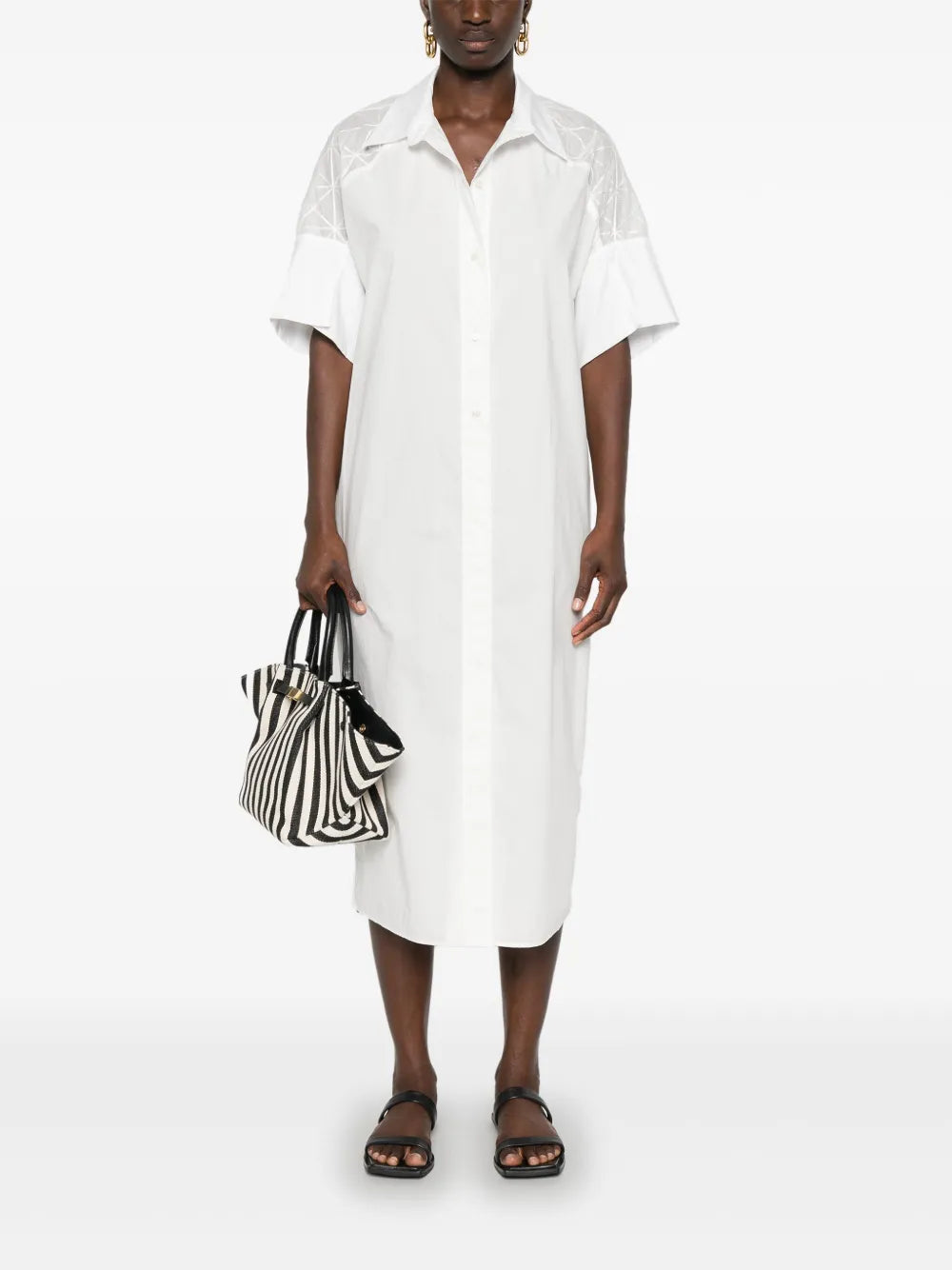 Sheer-Panelled Shirt Maxi Dress