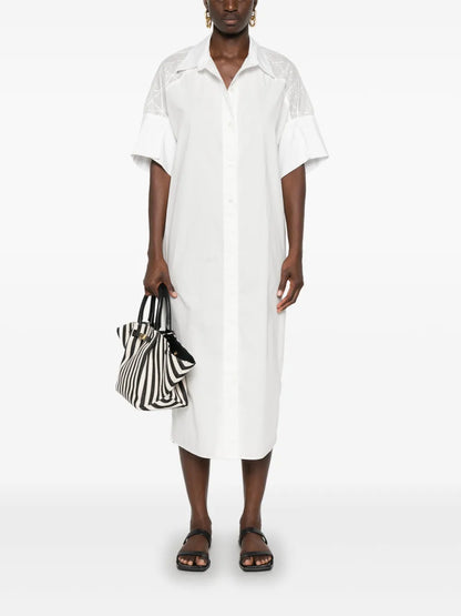 Sheer-Panelled Shirt Maxi Dress