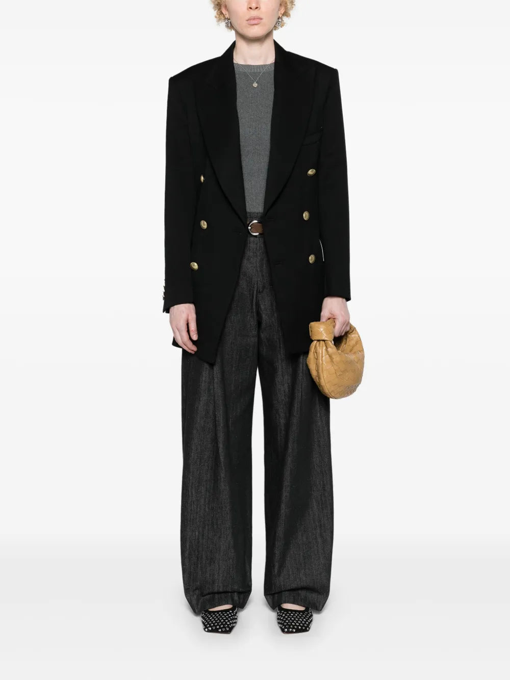 Peak-Lapels Double-Breasted Blazer