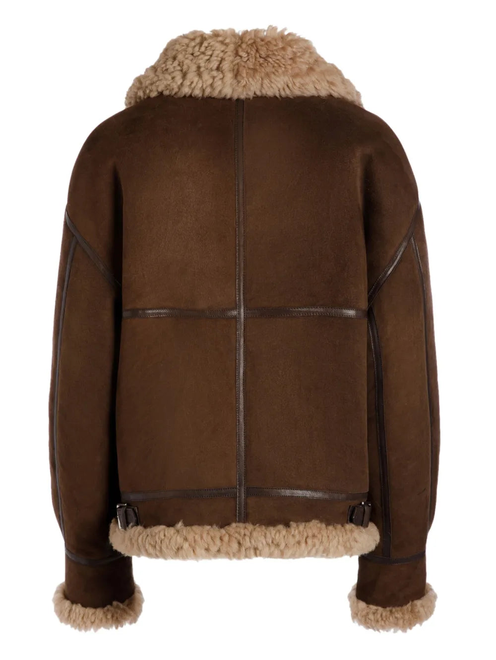Shearling-Trim Leather Jacket