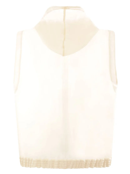 Drawstring-Hood Zip-Up Vest