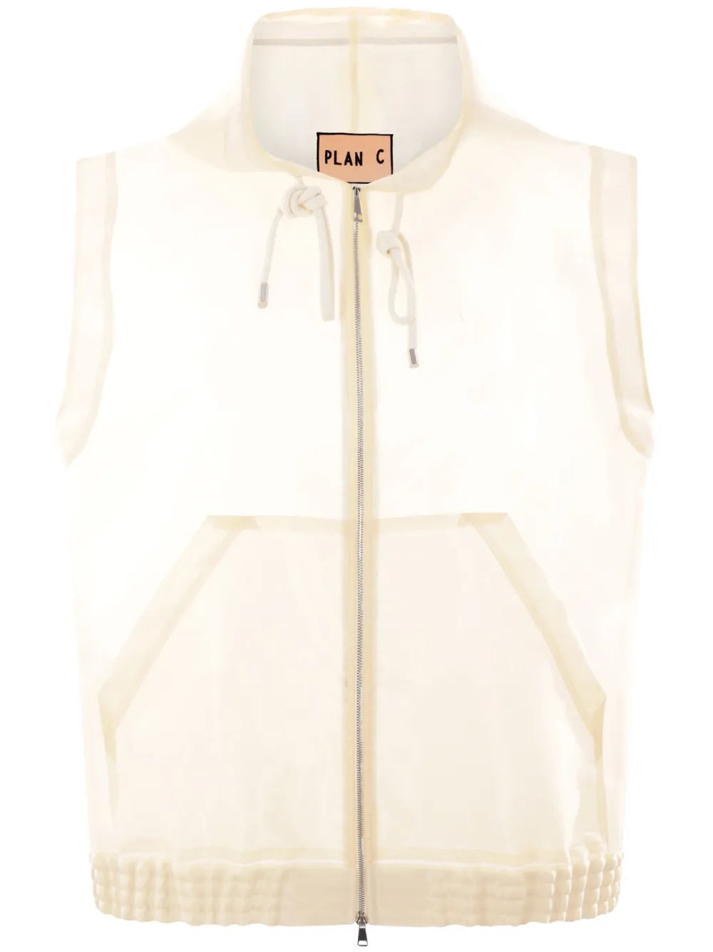 Drawstring-Hood Zip-Up Vest